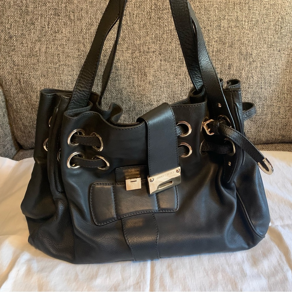 Guaranteed 100% Authentic gorgeous Jimmy Choo black soft leather bag..